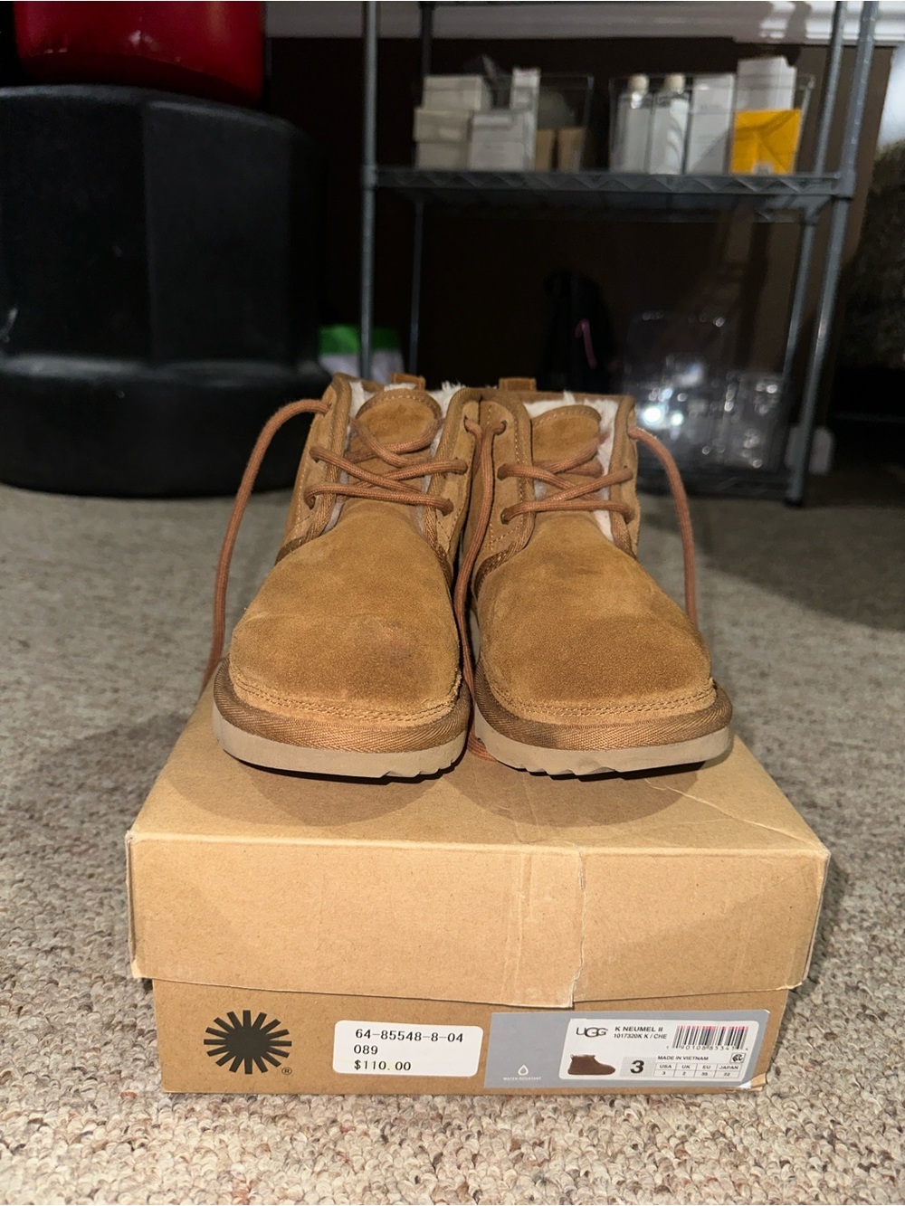 UGG Kids Chestnut Suede Lace-Up Ankle Boots